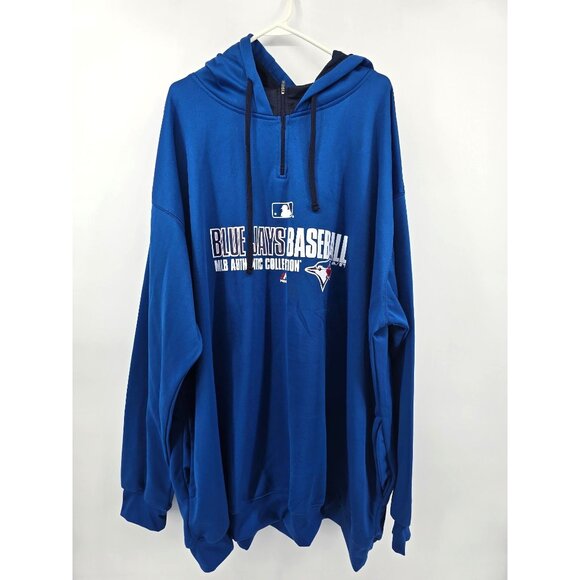 Majestic Toronto Blue Jays Baseballs MLB Authentic Hooded Sweatshirt Size 4X - Picture 1 of 8